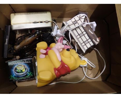 Mixed electricals including Winnie The Pooh lamp, clock radio etc. Not available for in-house P&amp;P 