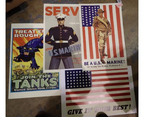 Four American military recruitment posters, 30 x 45 cm. P&amp;P Group 2 (£18+VAT for the first lot and £3+VAT for subsequent 