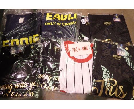 Eight new wrapped original film promotional T-shirts to include Isle of Dogs, Greatest Showman and Eddie the Eagle, mixed siz
