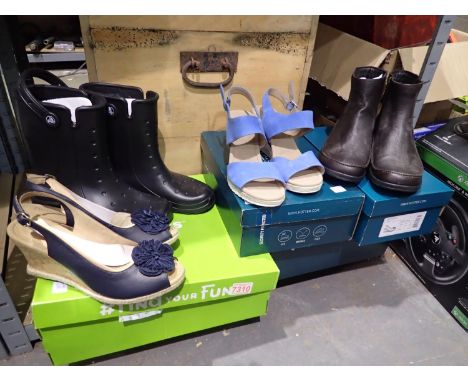 Four pairs of womens shoes including Crocs. P&amp;P Group 2 (£18+VAT for the first lot and £3+VAT for subsequent lots) 