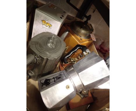 Mixed metalware including a coffee grinder. Not available for in-house P&amp;P 