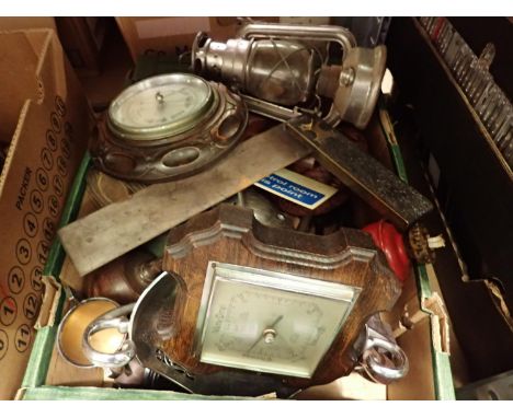 Mixed items including an oil lamp. Not available for in-house P&amp;P 