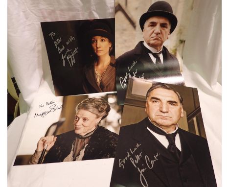 Downton Abbey actors autographs; Maggie Smith, Joanne Froggatt and Jim Carter (x2), four pen signed publicity shots, each 12 