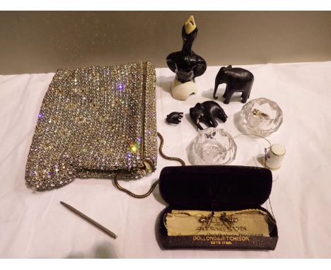 Mixed collectables to include an evening bag. P&amp;P Group 2 (£18+VAT for the first lot and £3+VAT for subsequent lots) 