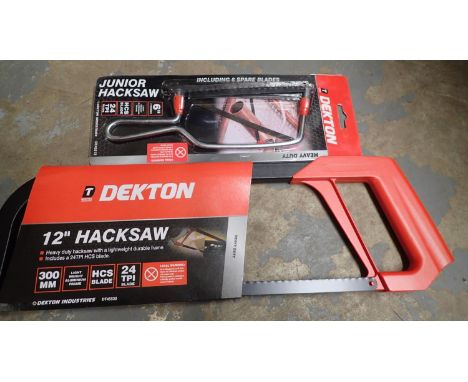 New and unused hacksaw and junior hack saw. P&amp;P Group 1 (£14+VAT for the first lot and £1+VAT for subsequent lots) 