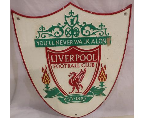 Cast iron Liverpool FC plaque, L: 35 cm. P&amp;P Group 1 (£14+VAT for the first lot and £1+VAT for subsequent lots) 