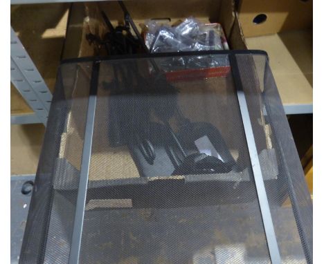 Modern black metal fireguard, fireside tools etc. Not available for in-house P&amp;P 
