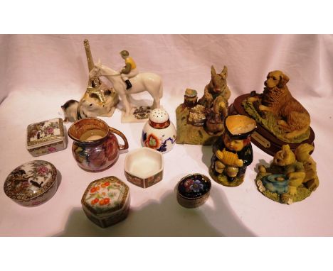 Tray of cabinet collectables including trinket pots, animals etc. P&amp;P Group 2 (£18+VAT for the first lot and £3+VAT for s
