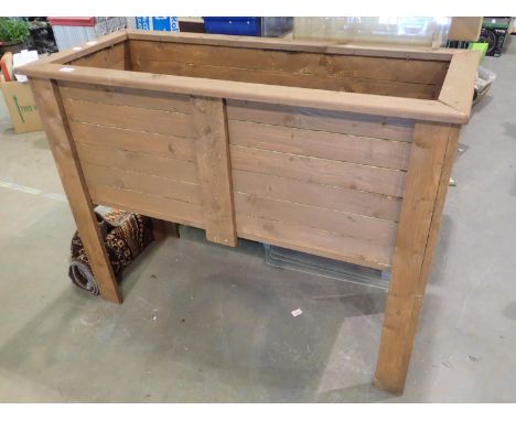 Large wooden elevated planter, 107 x 97 x 52 cm, and a small bird feeder. Not available for in-house P&amp;P 
