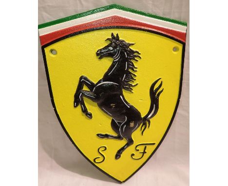 Cast iron Ferrari wall plaque, W: 25 cm. P&amp;P Group 1 (£14+VAT for the first lot and £1+VAT for subsequent lots) 