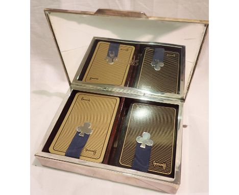 Harrods double set of playing cards in a plated box. P&amp;P Group 1 (£14+VAT for the first lot and £1+VAT for subsequent lot