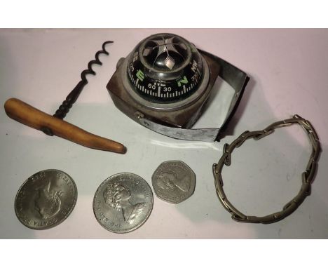 Mixed collectables including binnacle compass, coins etc. P&amp;P Group 1 (£14+VAT for the first lot and £1+VAT for subsequen