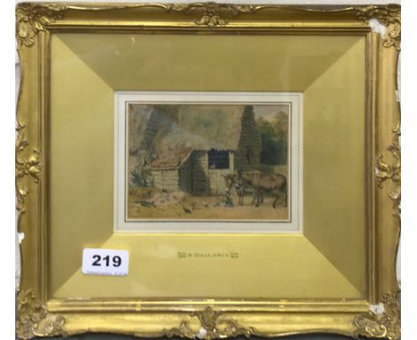 A small gilt framed early 19th Century watercolour by R. Hills 1769-1844, 31 x 28cm.