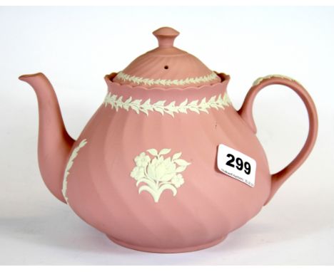 A rare pink Wedgwood porcelain teapot.
