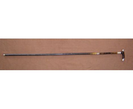 Lady's sword stick. Very attractive ladies Edwardian silver mounted sword stick with tortoiseshell handle and ebonised sheath