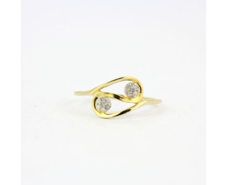 A 9ct yellow gold diamond set ring, (O).