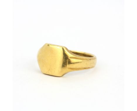 An 18ct yellow gold signet ring, (R).