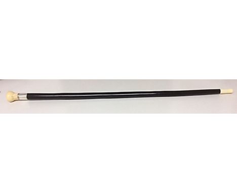 This type of cane is often described as a defence item. The handle is a natural material with an inset of silver plated coppe