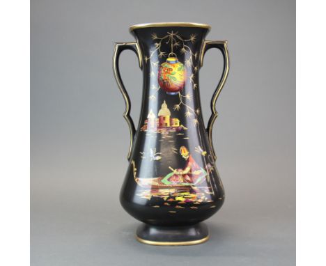 A 1920's Sylvac Venetian design vase, H. 34cm.