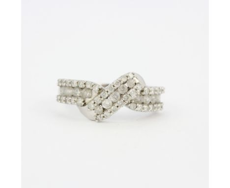 A 925 silver diamond set ring, (O).