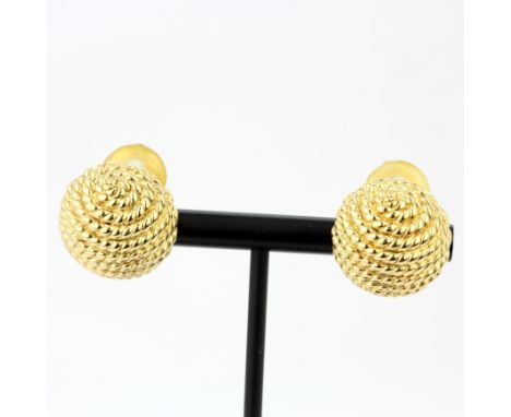 A pair of Christian Dior gilt metal clip on earrings, L. 2cm.