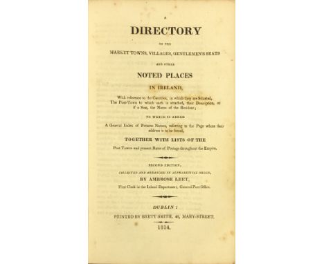 Leet (Ambrose) A Directory to the Market Towns, Villages, Gentleman's Seats and other Noted Places in Ireland, 8vo, D. (Brett
