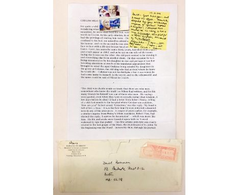 Heaney (Seamus). An Autograph Signed Note, on a 'Post-it' slip, to David Brennan, 10.x.04, accompanying a print-out of Heaney