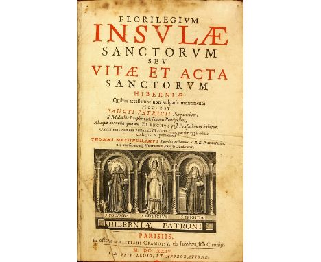 Messingham (Thos.) Florileguim Insular Sanctorum seu Vitae et Acta Sanctorum Hiberniae, folio Paris 1624. First Edn., red &am