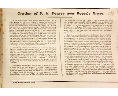 'They have left us our Fenian dead ..'Pearse (P.H.).  His celebrated Oration over Rossa's Grave (1915), single sheet in  two 