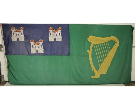 [The City of Dublin Flag]A very large linen Flag or Hanging, circa 8 feet x 4 feet, 20th Century, featuring Dublin's Three Ca