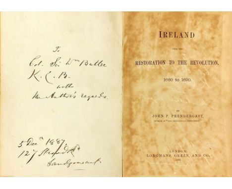 Prendergast (John P.) Ireland from the Restoration to the Revolution 1660 - 1690, 8vo L. (Longmans etc) 1887, First, inscribe