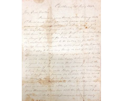 A Soldier's Letter to His Mother in Waterford, 1843Manuscript: Field (Michael) An A.L.s. from Michael Field, a soldier in one