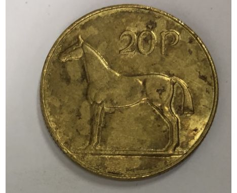 [Irish Coin] A rare "1985" Twenty Pence, Trial Piece, the obverse with side profile portrait of a horse and 20p, the reverse 