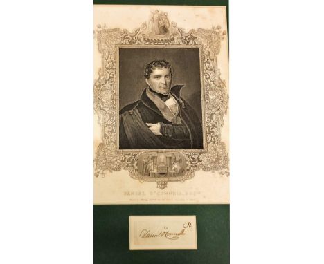 [O'Connell (Daniel)] A mounted engraved Portrait after J. Haverty of O'Connell, the inset Panel with original manuscript sign
