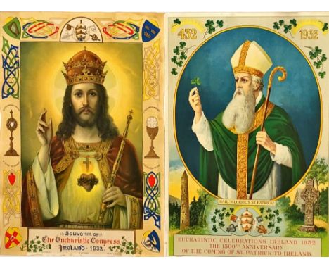 Eucharistic Congress 1932A very fine pair of coloured Prints designed and published by the Dublin printer Fergus O'Connor to 