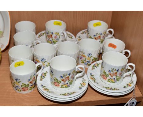AN AYNSLEY COTTAGE GARDEN PATTERN COFFEE SET, comprising twelve coffee cups and eleven saucers (23)