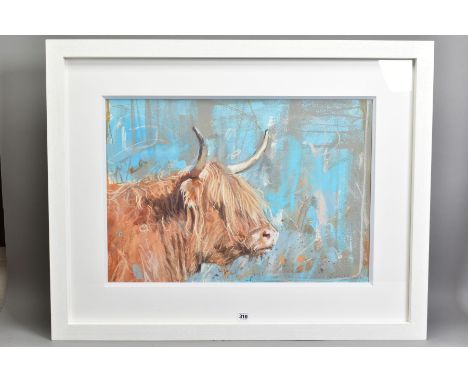 JAMES BARTHOLOMEW R.S.M.A. (BRITISH CONTEMPORARY) 'HIGHLAND PROFILE', a portrait study of a Highland Cow, signed bottom right