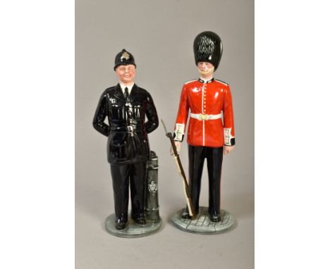 TWO ROYAL DOULTON FIGURES 'The Policeman' HN2778 and 'The Guardsman' HN2784 (with a loose plastic rifle) (2) (condition: no a