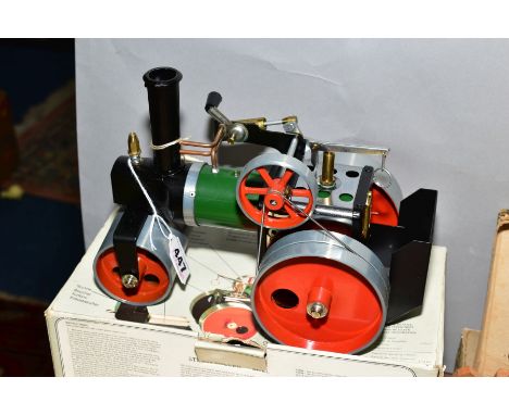 A BOXED MAMOD LIVE STEAM ROLLER, No.SR1A, appears complete with accessories and fuel but is missing safety valve and filler p
