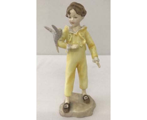 Royal Worcester ceramic figurine #3087 "The Parakeet" in yellow colourway by F. G. Doughty. Parakeet may have been restored. 