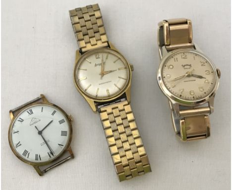 3 vintage gents mechanical wind up wrist watches. Comprising: Accurist shockmaster 21 jewels in good working order, Mundaine 