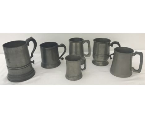 A Townsend &amp; Crowther London 1790-1805 large pewter tankard. Together with a Victorian Pint tankard and 4 other vintage t