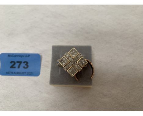 A 9ct gem set dress ring and a scrap openwork ring. 7g gross