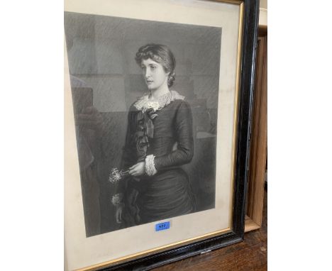 AFTER JOHN EVERETT MILLAIS Portrait of lady. Signed. Engraving 24' x 18'