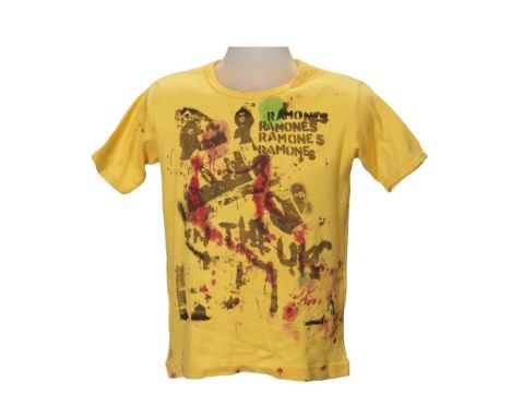 The Ramones: An Official T-shirt,a canary yellow cotton T-shirt printed in black 'Ramones Ramones Ramones Ramones, In The UK'