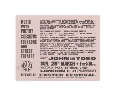 John Lennon/Yoko Ono: A C.N.D. 'Easter Festival For Life' Flyer Featuring John &amp; Yoko,Sunday 29th March, 1970,a UK handbi