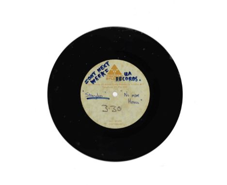 The Stranglers: An Acetate Recording Of The Single No More Heroes,1977,a single-sided 7inch with Trident Studios label, recor