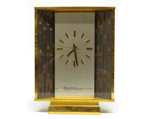Bulova Accutron mantel clock in gilt frame and original box