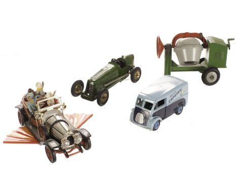 A Scamold 101 ERA Racing Car, green body, brown seat, brass hubs, VG, Dinky Toys 465 Morris 'Capstan' Van in buff card box, D