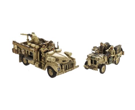 King & Country British 8th Army LRDG EA23 Chevrolet truck and EA25 recce jeep,  VG, (2), 